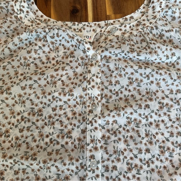 Floral Beige Cottagecore Button‎ Down Women's Top by BiBi - Picture 11 of 11